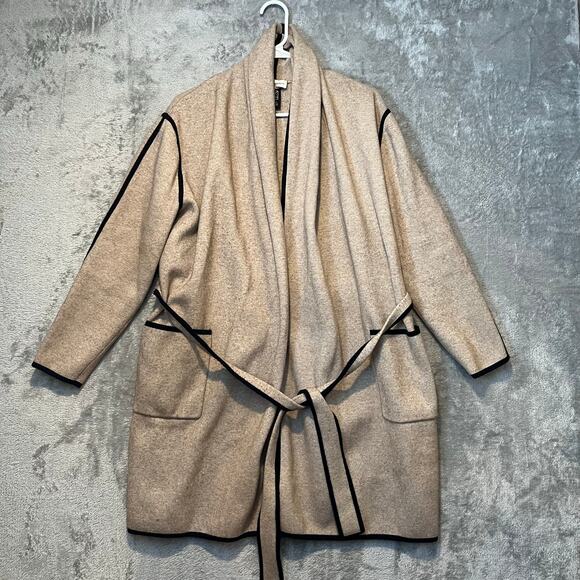 White + Warren Shawl Collar‎ Sweater Coat Large Modern Timeless Chic Effortless - Picture 1 of 7